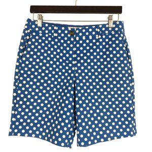Boden Women's Size 6L Blue White Polka Dot Printed Casual Shorts Cotton Stretch